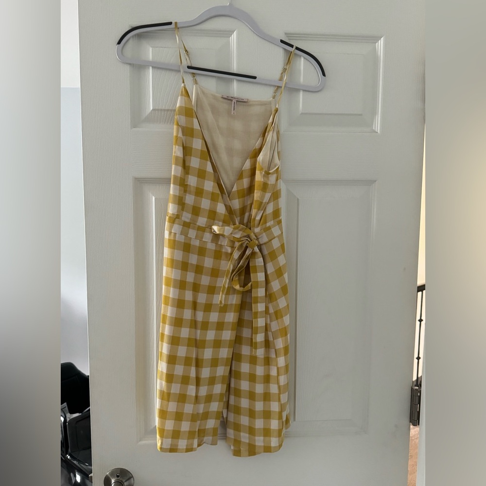 Adorable BCBG Generation Mini Yellow Gingham Wrap Front Dress!
